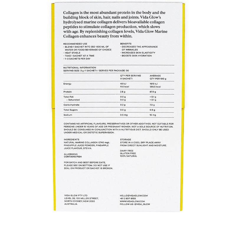 Vida Glow Pineapple Marine Collagen 30 X 3g Sachets 4 Vida Glow Pineapple Marine Collagen 30 X 3g Sachets - Image 4